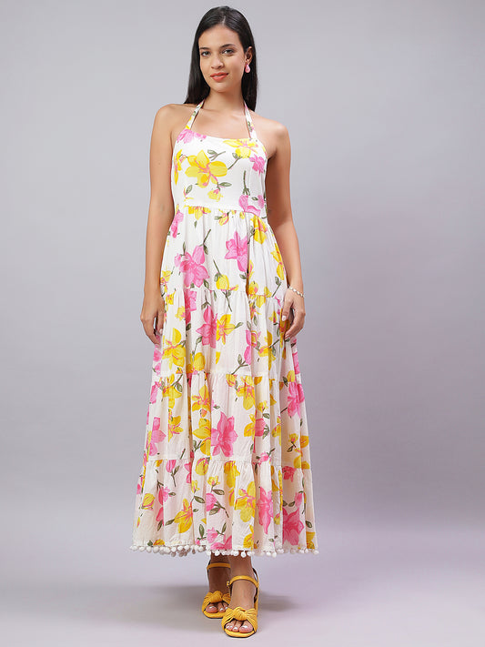 White & Yellow Floral Dress with Summer Feels