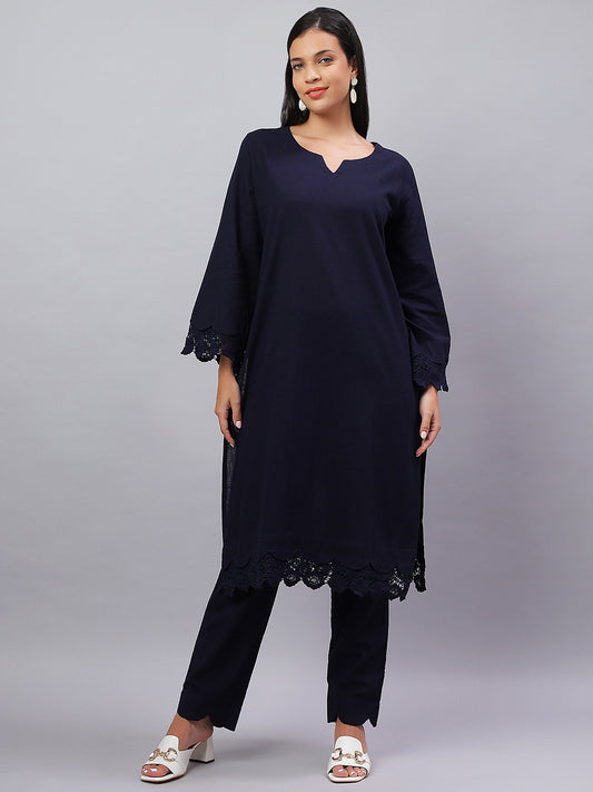 Timeless Navy Cotton Kurta Set