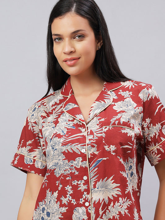 Red 100% Cotton Sleep Set with Bold Energy- Sleep in style