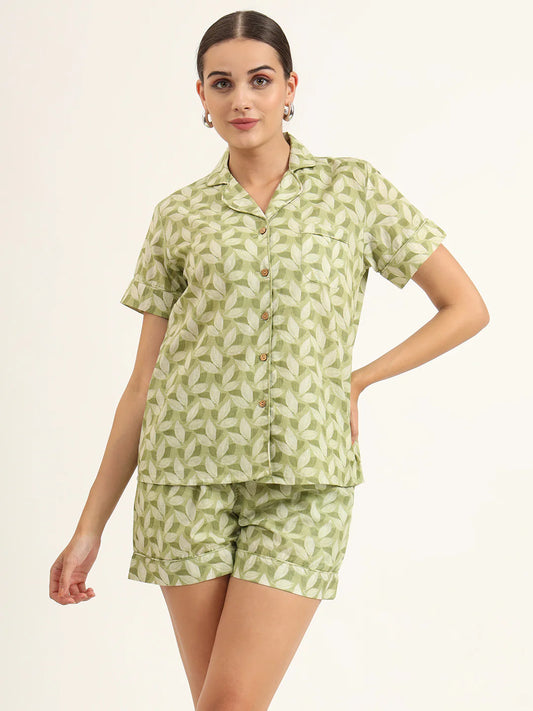 100% Cotton Baby Green Night Suit for Comfort