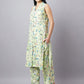 Leaf Print Cotton Co-ord Set for Women – Sleeveless Top & Pants