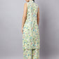 Leaf Print Cotton Co-ord Set for Women – Sleeveless Top & Pants