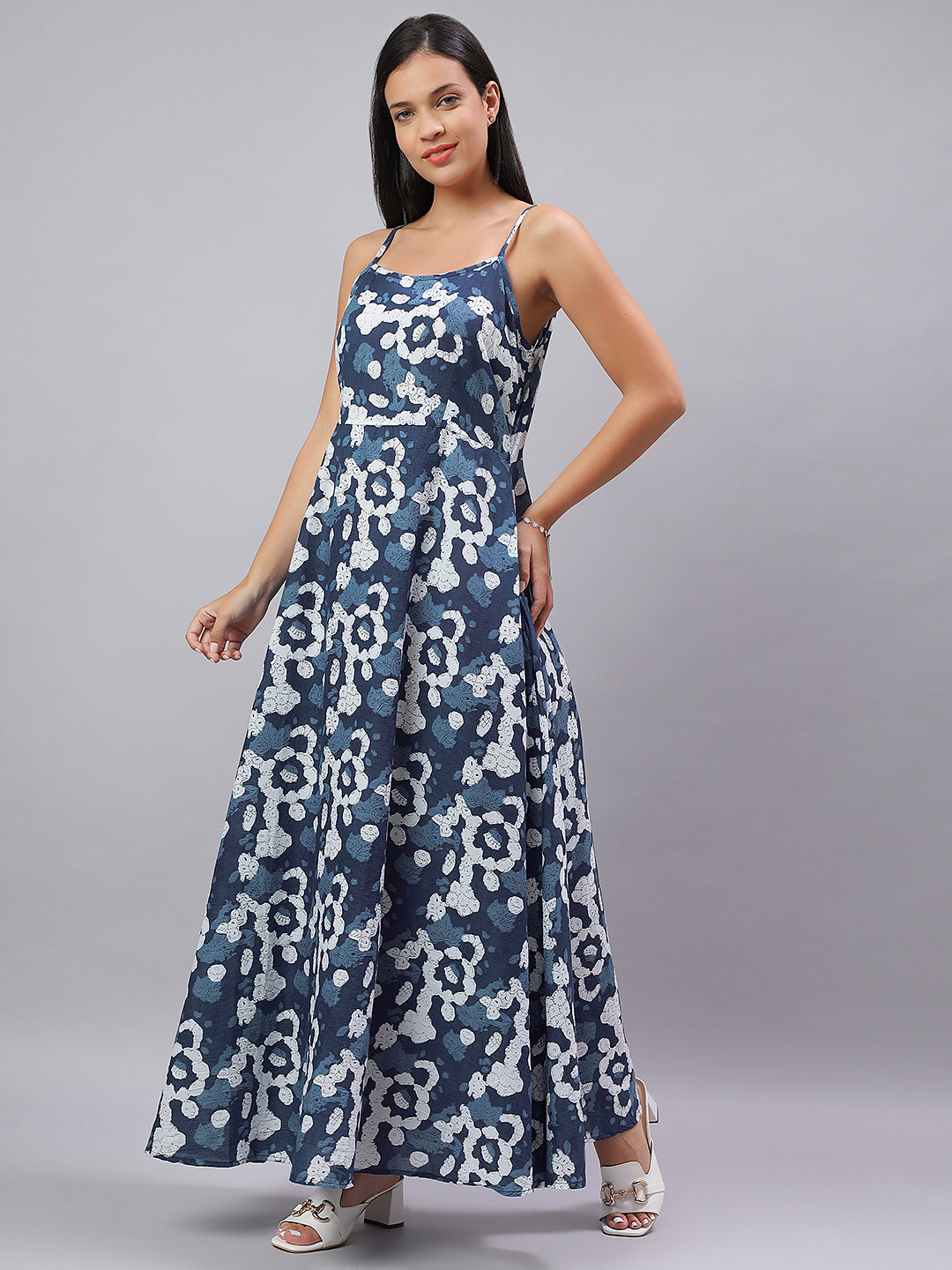 100% Cotton Indigo Printed Dress for Easy Elegance