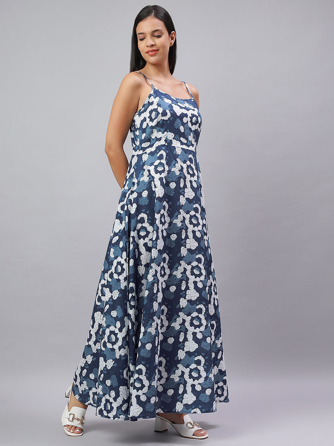 100% Cotton Indigo Printed Dress for Easy Elegance