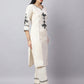 Off-White & Black Embroidered Cotton Kurta Set for Women