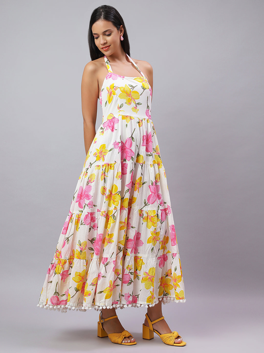 White & Yellow Floral Dress with Summer Feels