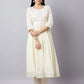 Anarkali Kurta Set for Women – Ivory Cotton Suit with Mirror Work