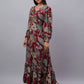 Maroon Floral Rayon Dress Made to Twirl