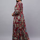 Maroon Floral Rayon Dress Made to Twirl