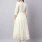 Anarkali Kurta Set for Women – Ivory Cotton Suit with Mirror Work