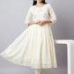 Anarkali Kurta Set for Women – Ivory Cotton Suit with Mirror Work