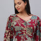 Maroon Floral Rayon Dress Made to Twirl