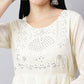 Anarkali Kurta Set for Women – Ivory Cotton Suit with Mirror Work