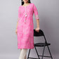 Pink Striped Gota Work Cotton Kurta for Women