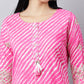 Pink Striped Gota Work Cotton Kurta for Women
