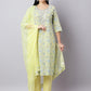 Yellow Floral Cotton Kurta Set with Gota-Patti Work & Dupatta