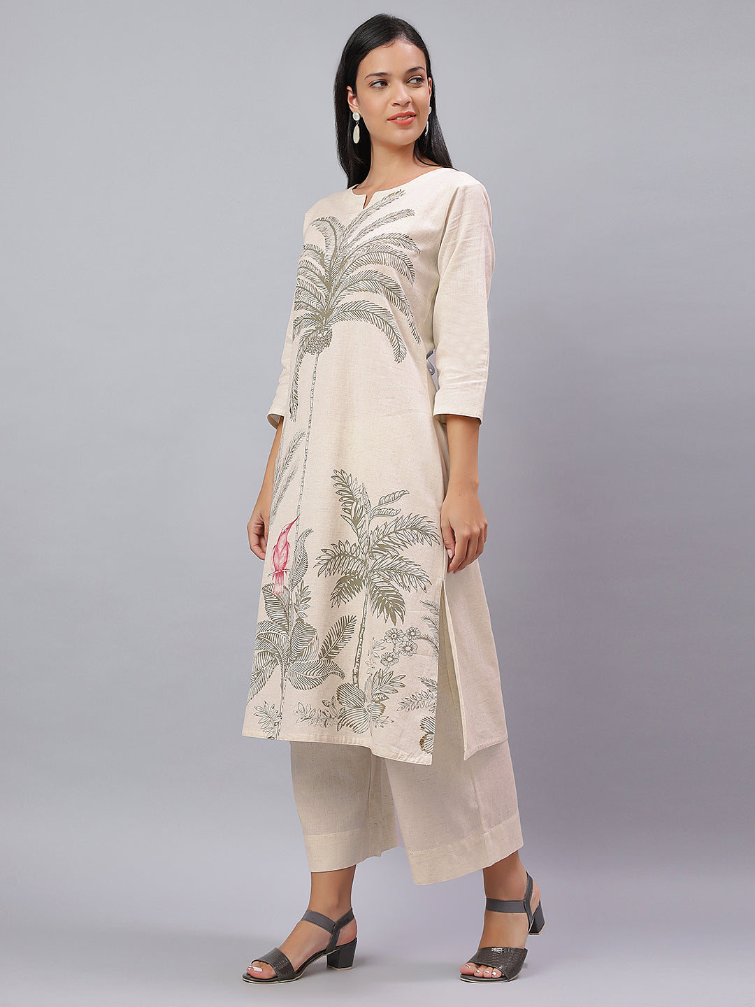 Floral Cotton Kurta Set with Pocket Power
