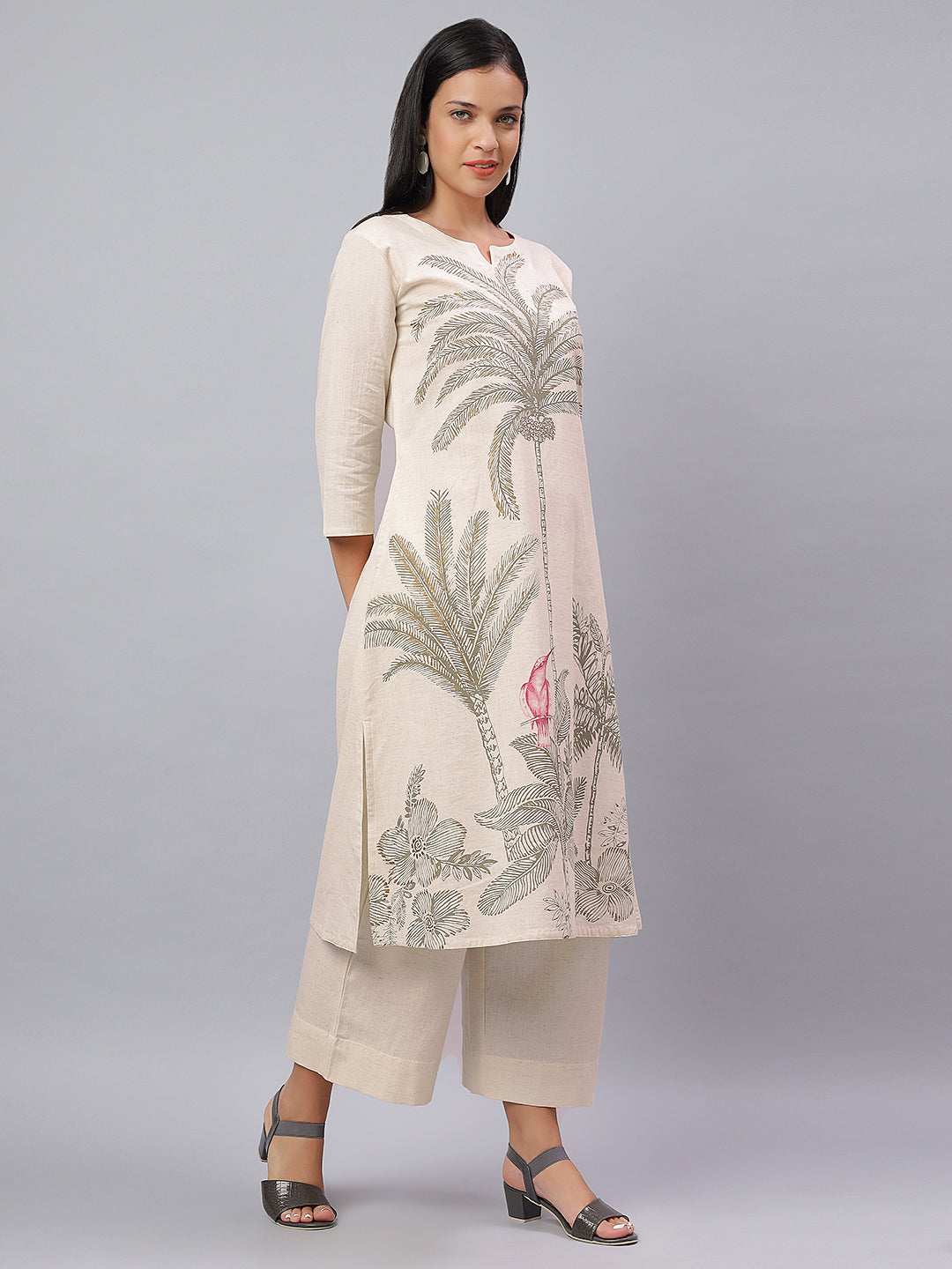 Floral Cotton Kurta Set with Pocket Power