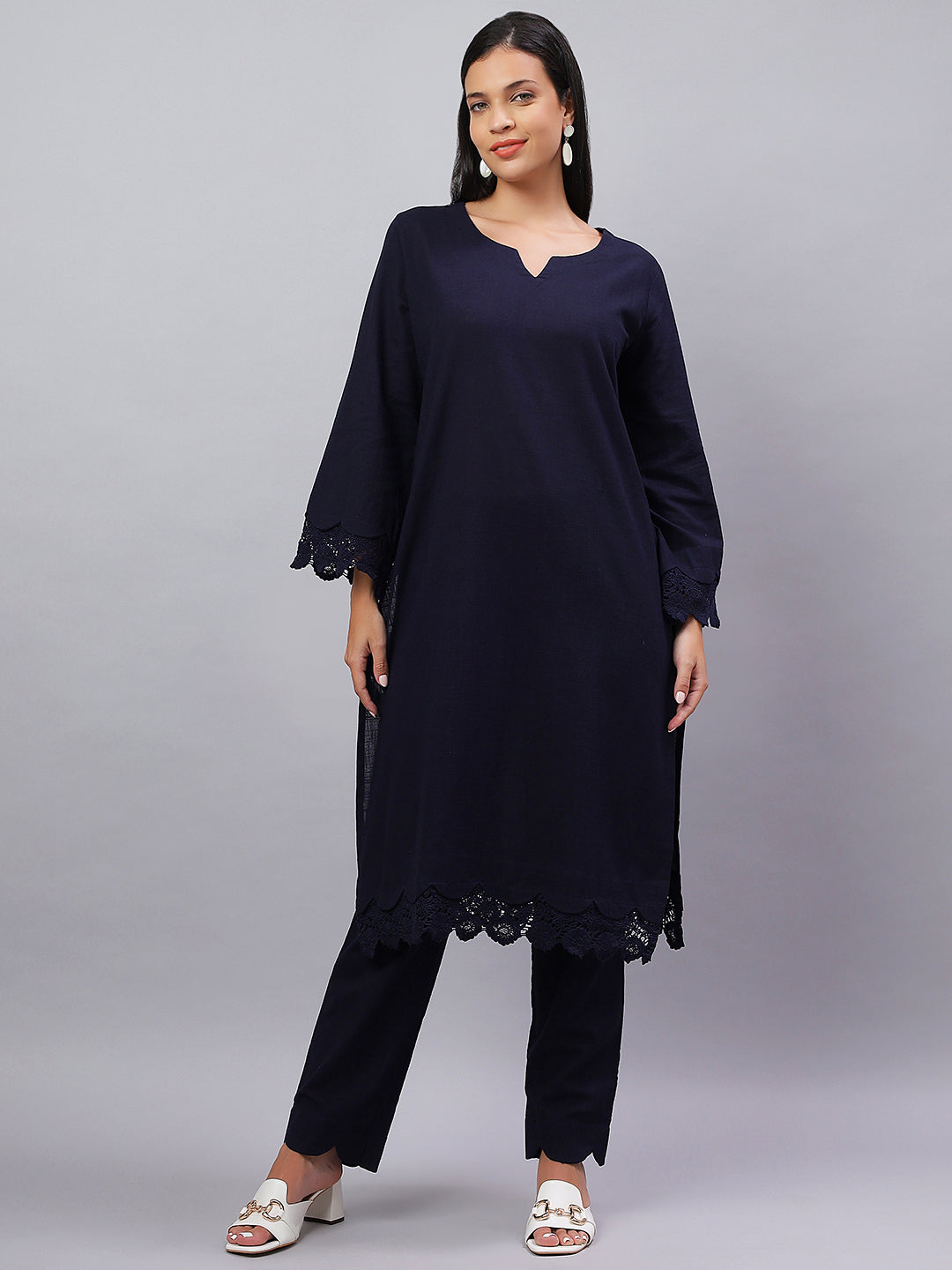 Timeless Navy Cotton Kurta Set