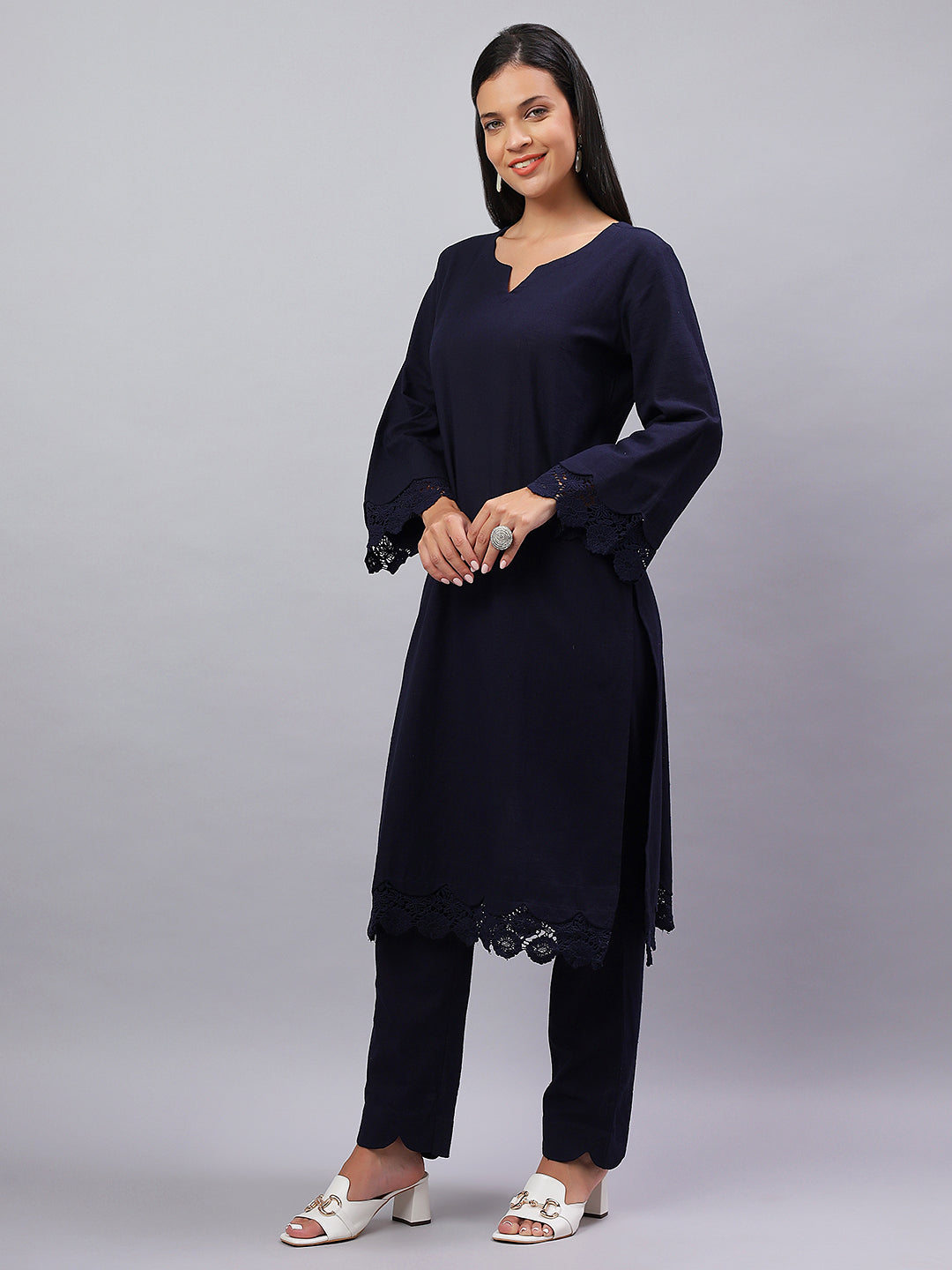 Timeless Navy Cotton Kurta Set