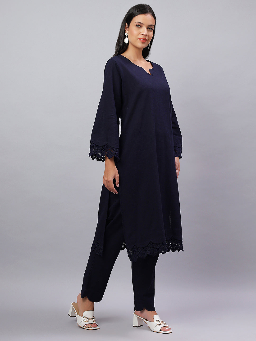 Timeless Navy Cotton Kurta Set