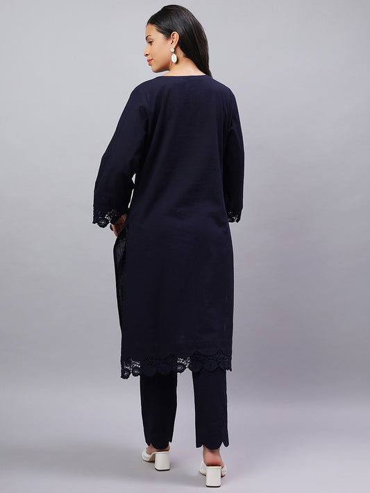 Timeless Navy Cotton Kurta Set