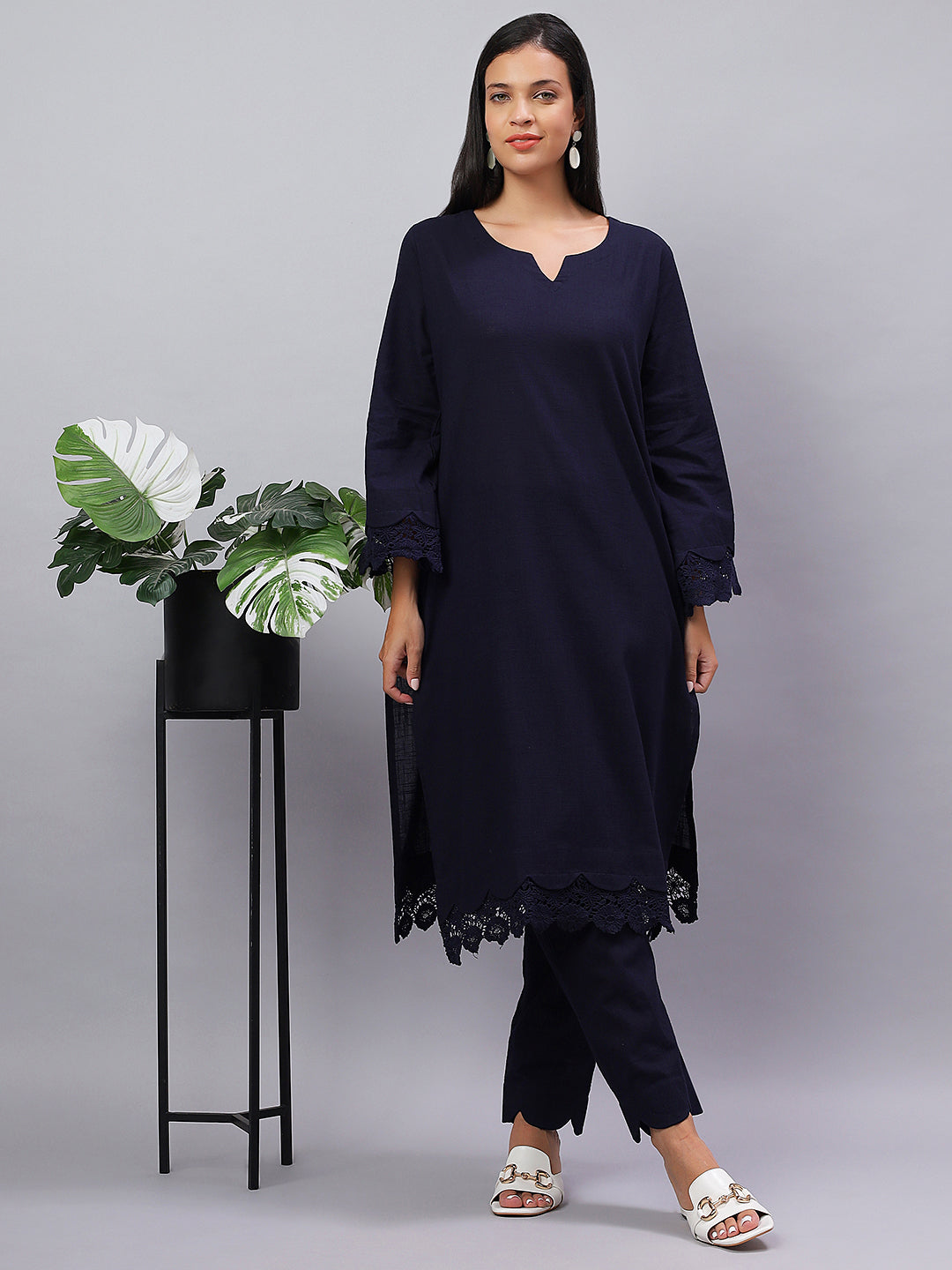 Timeless Navy Cotton Kurta Set