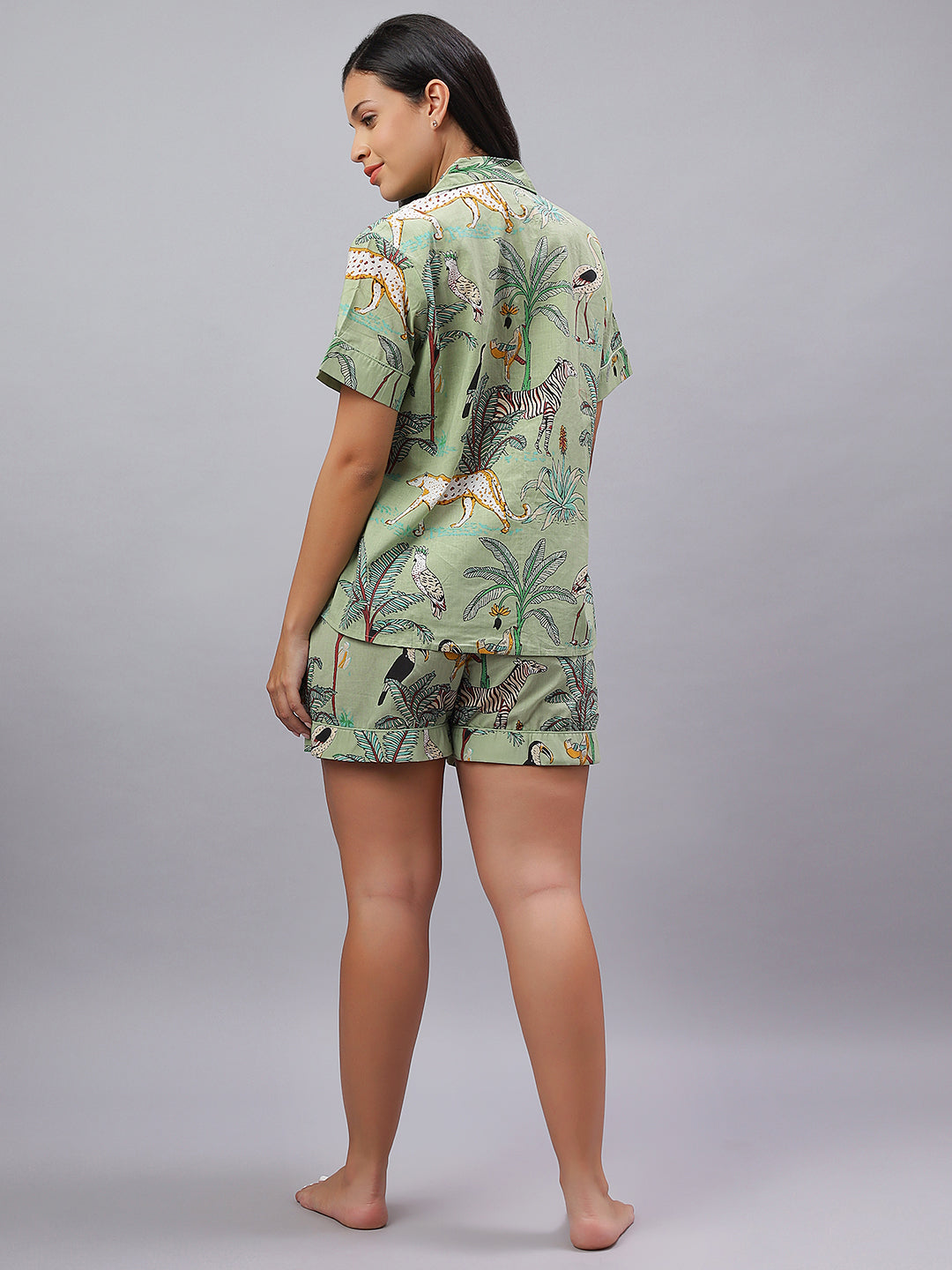100% Cotton Sea Green Shirt & Shorts Set with All the Drama
