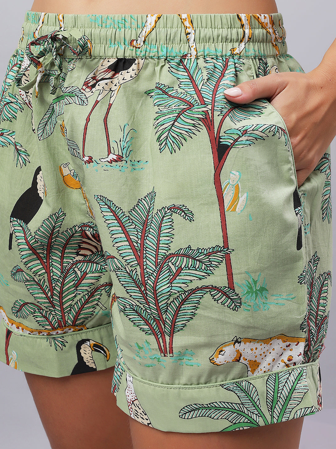 100% Cotton Sea Green Shirt & Shorts Set with All the Drama