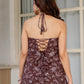 Brown Cotton Halter Neck Top with Back Tie