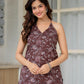 Brown Cotton Halter Neck Top with Back Tie