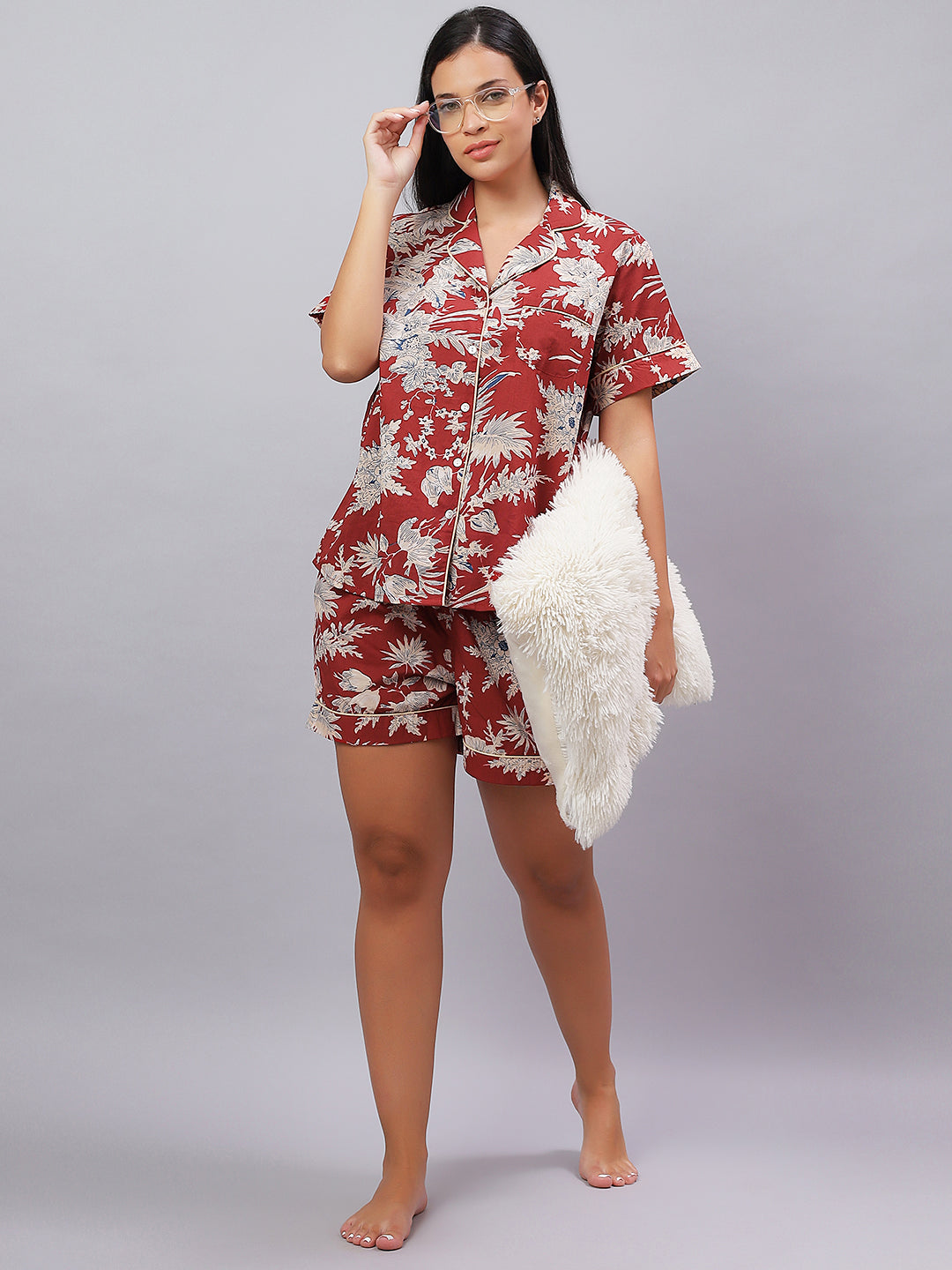 Red 100% Cotton Sleep Set with Bold Energy- Sleep in style