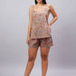 100% Cotton Beige Printed Shirt & Shorts Set for Chill Days
