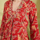 100% Cotton Red Floral Printed Kurta Palazzo Set for Women