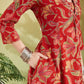 100% Cotton Red Floral Printed Kurta Palazzo Set for Women