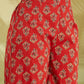 100% Cotton Red Floral Printed Kurta Palazzo Set for Women