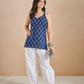 100% Cotton Blue Floral Printed Kurti - Vrishti