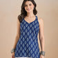 100% Cotton Blue Floral Printed Kurti - Vrishti