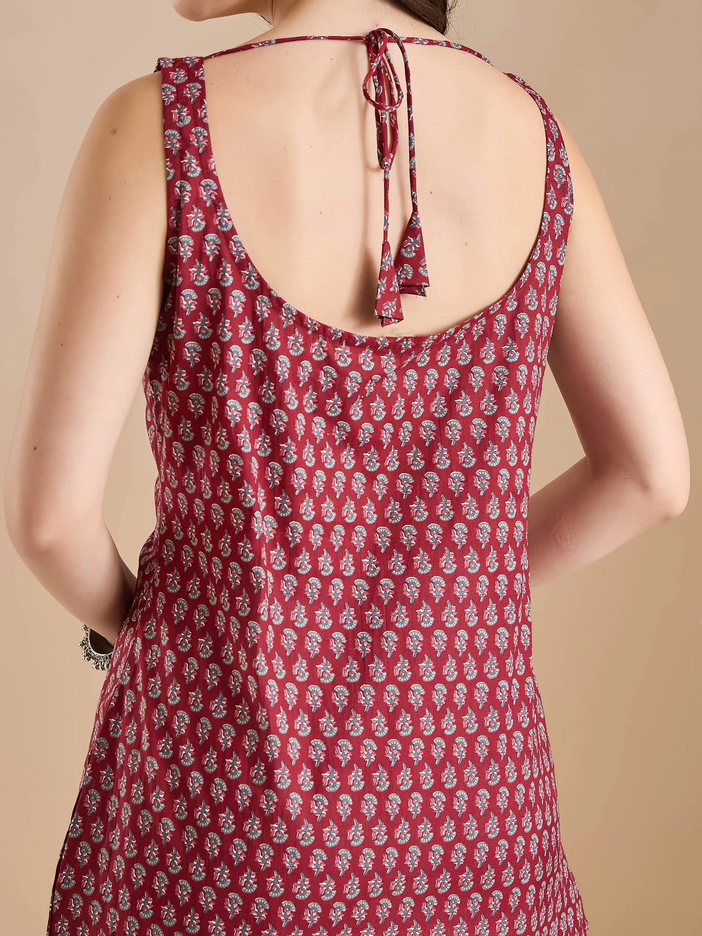 100% Cotton Maroon Printed Kurti - Kairavi