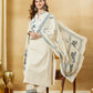 Off White Blue Floral Printed Kurta Set with Dupatta