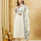 Off White Blue Floral Printed Kurta Set with Dupatta