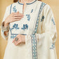 Off White Blue Floral Printed Kurta Set with Dupatta