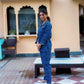 100% Cotton Blue Geometric Printed Full Length Night Suit