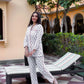 100% Cotton Off-White Block Printed Full Length Night Suit