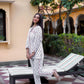 100% Cotton Off-White Block Printed Full Length Night Suit