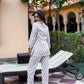 100% Cotton Off-White Block Printed Full Length Night Suit