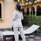 100% Cotton Off-White Block Printed Full Length Night Suit