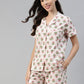 100% Cotton Blush Floral Shirt & Shorts Sleep Wear for Women