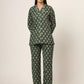 100% Cotton Green Leaf Printed Full Length Night Suit