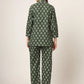 100% Cotton Green Leaf Printed Full Length Night Suit